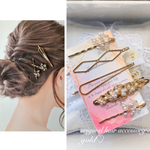 ヘアアクセサリーセット💐小枝×デザインピン/ヘアピン/ヘアクリップ Aタイプ ゴールド かすみ草風 