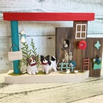 【送料無料】パピヨン　ミニチュア　インテリア　雑貨　木工　犬　ミニチュアガーデン