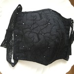 百合子マスク　秋用　大きめサイズ　♡ブラック　ローズ　刺繍レース♡　レースマスク　マスクカバー　フィルターポケット付　ブライダル　ウエディング　りぼん