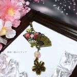【宵之華】舞扇二連ストラップ　淡桜