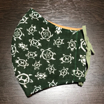 手ぬぐいマスク (亀　内側：オレンジ／自然染料) 大きめサイズ 