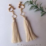 秋冬♡タッセルとゴールドダイヤのlongイヤリング＊＊ivory