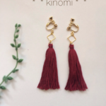 秋冬♡タッセルとゴールドダイヤのlongイヤリング＊＊red