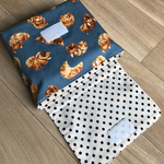 パンとフレンチブルドッグのマジックテープ式✳︎横入れお弁当袋（封筒型）/男の子/女の子
