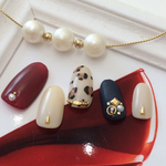 マットネイル♡ボルドー×ホワイト×ネイビー♡レオパード♡ネイルチップ