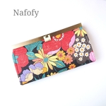 Retro flowers☆black★口金長財布