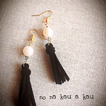 コットンパールとフリンジのピアス♡Black