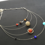 太陽系九つの惑星ネックレス(太陽無し)　シルバーカラーワイヤー