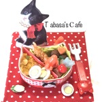hand  made ミニチュア ドールハウス　おてんばハチワレにゃんこのお弁当