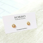 ビジュー×ツイストリング＊小ぶりゴールドピアス＊サージカルステンレス