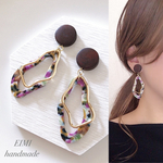 【EIMI】ウッド×ボタニカルフープ＊ ピアス/イヤリング