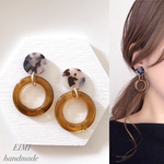 【EIMI】クリームべっこう ×クリアブラウンフープ＊ ピアス/イヤリング