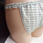 冬 Wガーゼ使用【北欧 アイスグレーの連続葉柄】浅ばき、深ばき、M、L、LL、ふんどしパンツ  リンパよけショーツ 下着 普段ばき mameパンティ