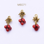 M6071  18個  エポチャーム アマミヒイラギモチの実 1カン 10×24mm 金古美/レッド 3×【6ヶ】