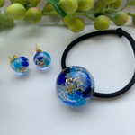 琉球ガラス　ヘアゴム  ピアス　セット