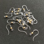 20個 樹脂フックピアス丸玉付 ゴールド　アクセサリーパーツ　ピアス