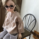 リカちゃん服＊スキッパー風切り替えブラウス・ベージュ