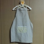 リネン＊リボンエプロン(黄色のお花)