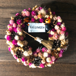  2020Halloween◇ドライ千日紅の華やかリース