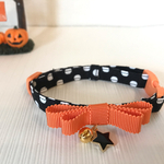 猫　首輪　ハロウィン　ドット　オレンジリボン　スターチャーム