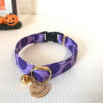 猫　首輪　ハロウィン　ドット　パープル　オバケチャーム