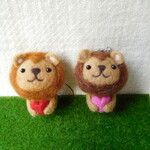 百獣の王ライオンの羊毛フェルトストラップ