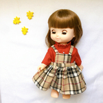 チェックエエプロン吊りスカートのお洋服 メルちゃん ソランちゃん サイズ