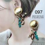 097…限定☆ゴールド×ターコイズ　イヤリング　ピアス　ハンドメイド 