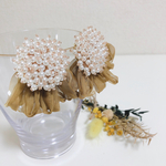 【つぶつぶパール×秋色シフォン2wayピアス(イエロー)】