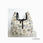 コンビニ弁当エコバッグ　（花柄　グレー）　●レジ袋型　●ランチバック