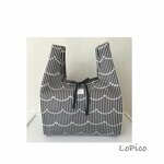 コンビニ弁当エコバッグ　（ストライプ　ブラック）　●レジ袋型　●ランチバック