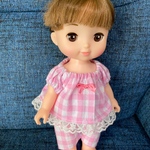 メルちゃん　ソランちゃん服　ピンクチェック柄パジャマ