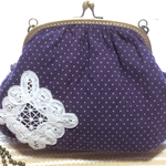 大きめ☆がま口Bag*パープル*レース