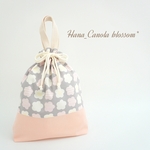 ~Babypink × Lightgray~ 北欧風 flower＊体操着袋