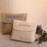 【リネンオムツポーチSサイズ白】　刺繍でカスタマイズ　名入れ刺繍　ラッピング無料　送料無料　