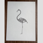 【原画】フラミンゴの細密画