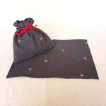 ランチョンマット・ランチクロス・さくらんぼ・刺繍・入園入学