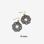 ［再販］タティングレース　アンティークお花のピアス　花びら8枚　＊dark brown＊