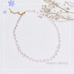 レースの約束（flower）ももいろ ビーズネックレス