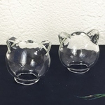 5個セット／にゃーご！猫フェイス型ガラスドーム・上部に通し穴有！ねこ・ネコガラスグローブ/型番42ーＡ（5個）