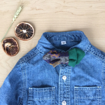 ジャガードニット×緑色ウールのkids用蝶ネクタイ