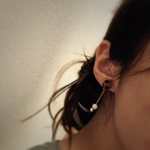 べっ甲×cottonpearl×stone  ピアス