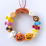 【粘土】お菓子がいっぱいハロウィンリース