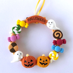  【粘土】お菓子がいっぱいハロウィンリース