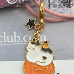 ハートのブチ入り三毛猫ニャンのハロウィンマスクチャーム