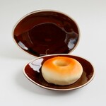 チョコレート色の楕円ソーサー(ライン) 　1210-0104