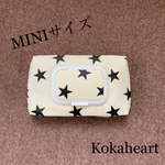 再再販☆mini☆ウェットティッシュケース☆白地黒星☆ポーチ☆ノーマルビタット