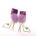 レトロなくすみパープルピアス