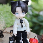 小人の使い魔~黒猫のループタイ　オビツ11サイズ