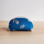 お花刺繍の手のひらポーチ♪ターコイズ
